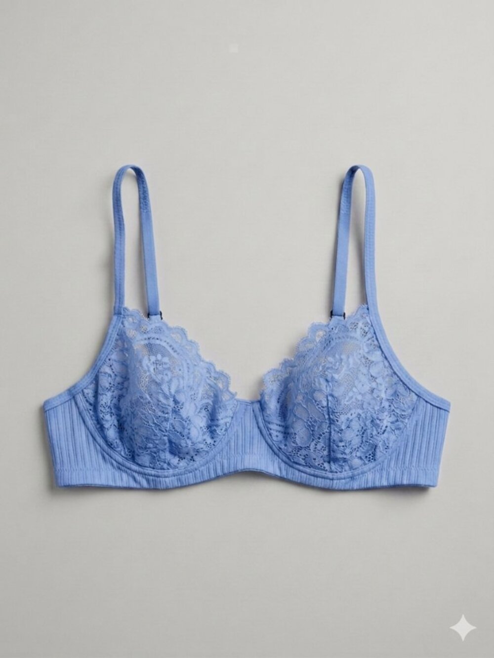 Aerie NWT Women's Size Medium Blue Show Off Coquette Lace Unlined Bra